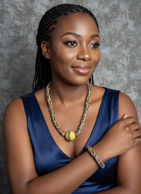 Aboagyewaa African Ceremonial Necklace and bracelet set - Unisex