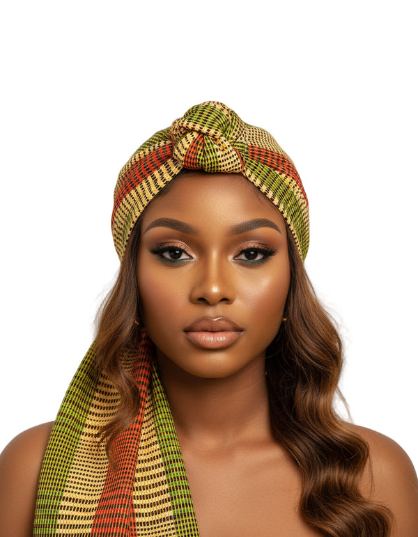 ADEPA Tie-On Ankara Headwrap / Headpiece Scarf – One-Yard Duku (African Print Headwrap)