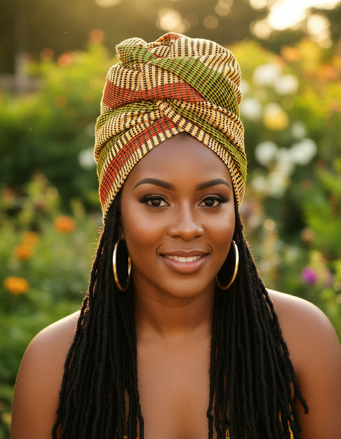 ADEPA Tie-On Ankara Headwrap / Headpiece Scarf – One-Yard Duku (African Print Headwrap)