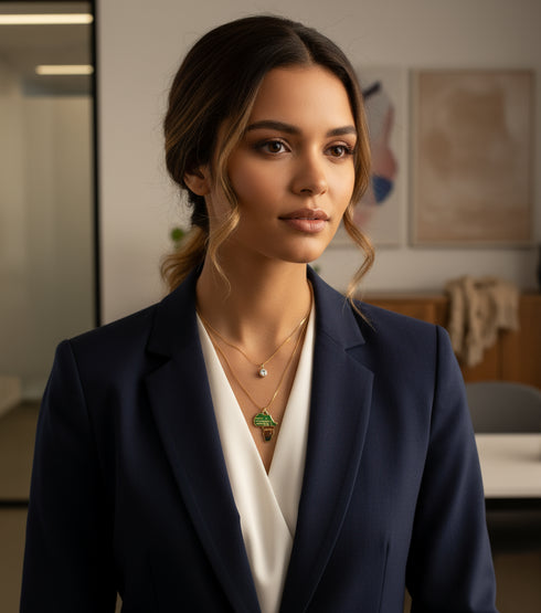 Enapa Double African Map Necklace – Stainless Steel Adinkra Necklace for Women