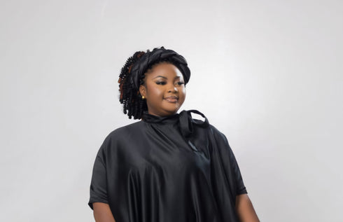 Zola Handmade Modest Silk Bubu Dress and Headband bundle Set