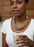 NALINI woven seed bead African statement necklace set