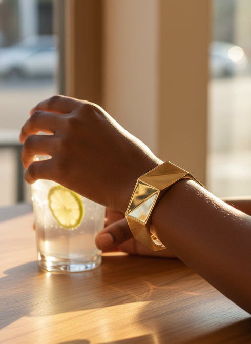 MALIKA Bold Geometric Gold Cuff Bracelet only – Stainless Steel
Women Jewelry