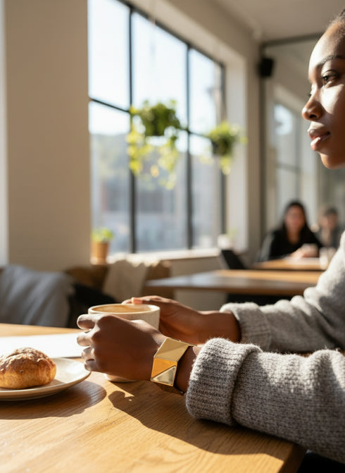 MALIKA Bold Geometric Gold Cuff Bracelet only – Stainless Steel
Women Jewelry