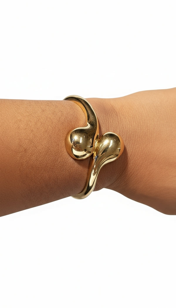 Nuru Gold Sculpted Snake Cuff Bracelet Only – Stainless Steel Luxury African Jewelry