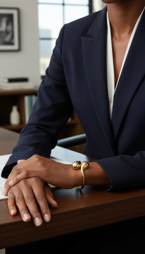 Nuru Gold Sculpted Snake Cuff Bracelet Only – Stainless Steel Luxury African Jewelry