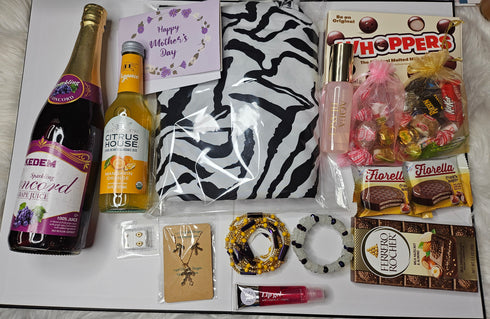 QUEEN'S GLOW-UP Handmade African Fashion and Treat Basket Gift Set