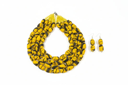 Ayo Radiance Four-Strand Ankara Necklace and Earrings Set