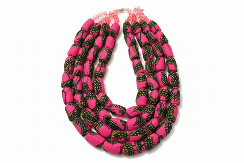 Ayo Radiance Four-Strand Ankara Necklace and Earrings Set