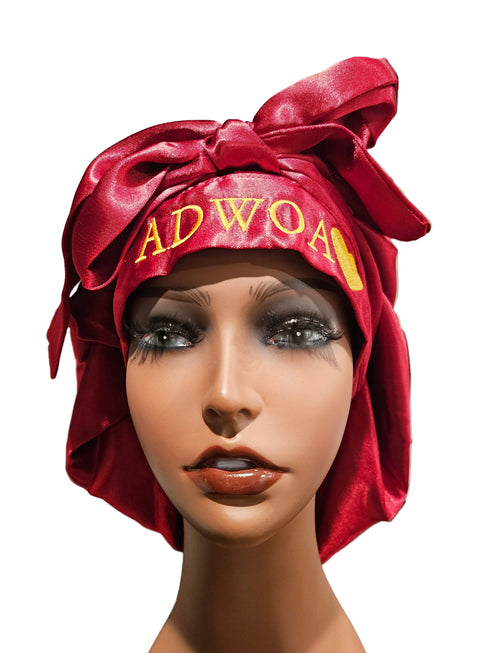 NAWOTWE ADWOA Days of the Week African Names Satin Bonnet Hair Accessory with Adjustable Tie Back - Monday