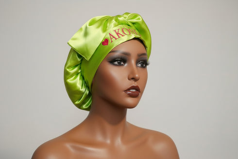 NAWOTWE AKOSUA Days of the Week African Names Satin Bonnet Hair Accessory with Adjustable Tie Back - Sunday
