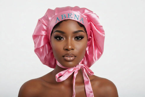 NAWOTWE ABENA Days of the Week African Names Satin Bonnet Hair Accessory with Adjustable Tie Back - Tuesday
