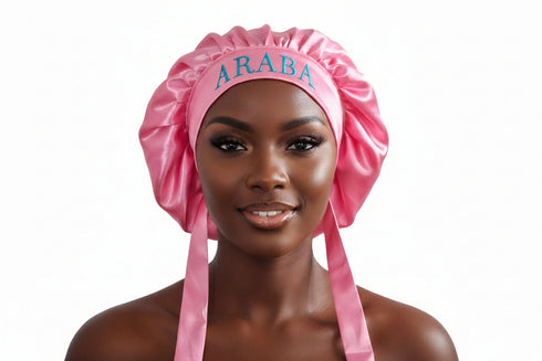 NAWOTWE ARABA Days of the Week African Names Satin Bonnet Hair Accessory with Adjustable Tie Back - Tuesday