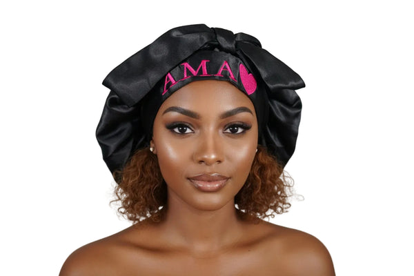 NAWOTWE AMA Days of the Week African Names Satin Bonnet Hair Accessory with Adjustable Tie Back - Saturday