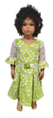 Amosiwaa Flare sleeve pattern green rose belted Lace Baby Girl dress