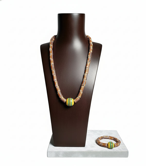Korkor Adult African bead necklace and bracelet set