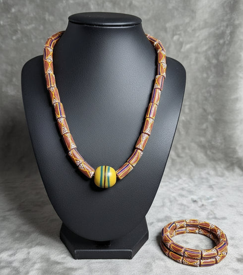 Korkor Adult African bead necklace and bracelet set
