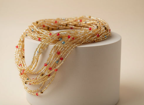 Afriyie Gold Glass Beads with Colored Accents Waist Beads – Ahyenie