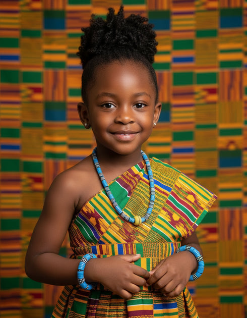 KUKUA Kids Babies Royal Handmade African Bead 3-Piece Set - Sea Blue