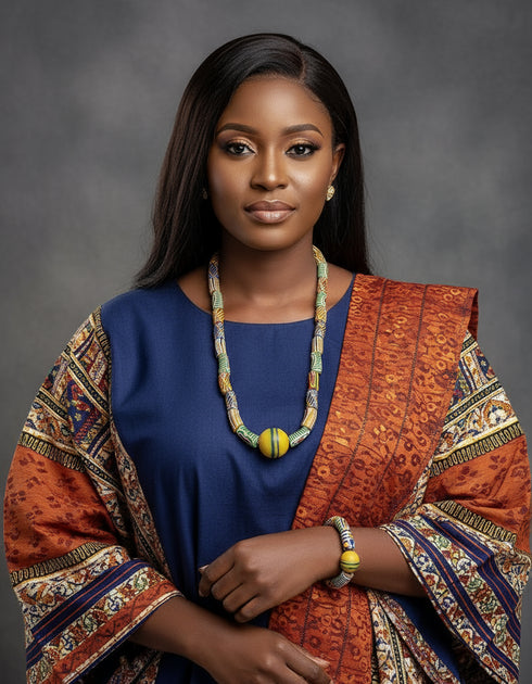 Osebo Unisex African bead necklace and bracelet set