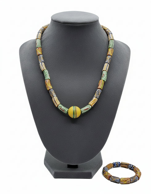 Osebo Unisex African bead necklace and bracelet set