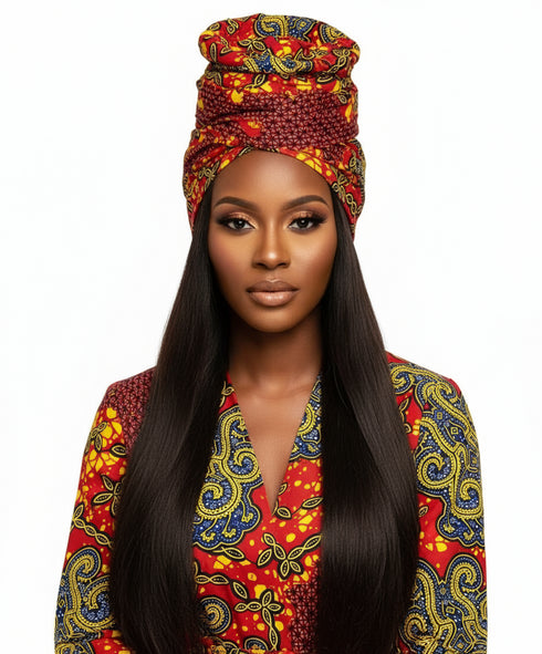 Adepa tie-on Ankara Headwrap/ Headpiece scarf - one-yard duku