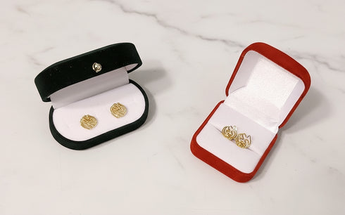 MAJESTIC GYE NYAME Adinkra Gold Stud Earrings – Moderate Handmade Women’s Jewelry