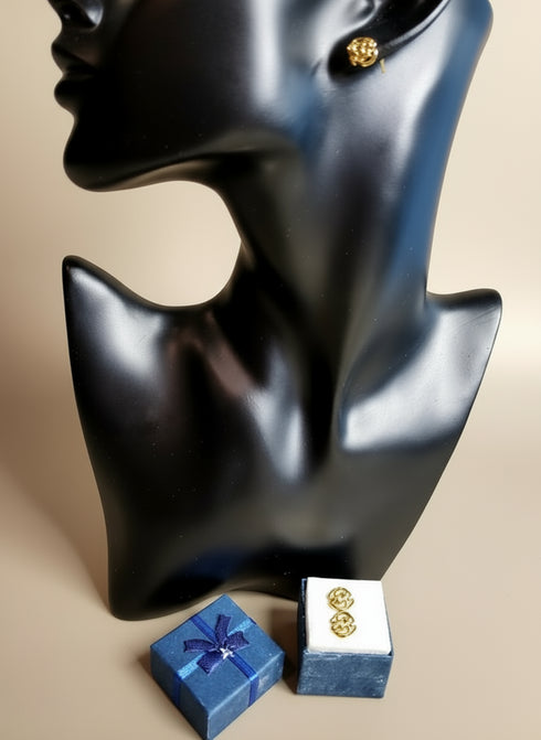 MAJESTIC GYE NYAME Adinkra Gold Stud Earrings – Moderate Handmade Women’s Jewelry