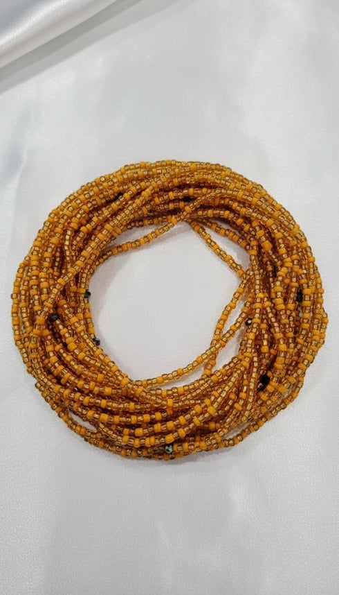 Boatemaa Handmade Orange Waist Beads with Blue Bead Accent Strand Blue Waist Beads - Ahyenie