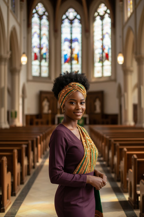 Adepa tie-on Ankara Headwrap/ Headpiece scarf - one-yard duku