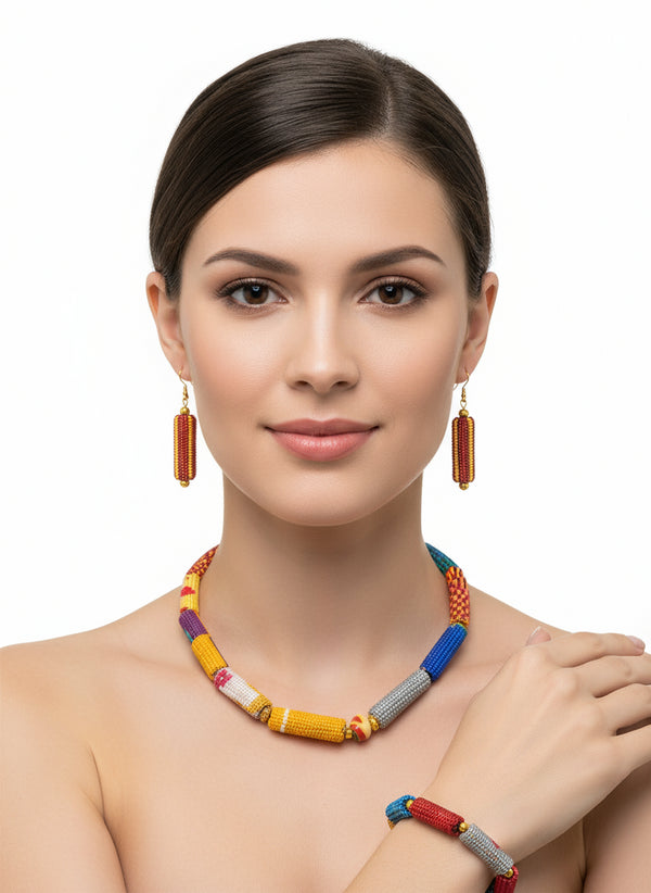 Ohemaa Kente Ankara Accessory set - Necklace, Bracelet and Earring Set