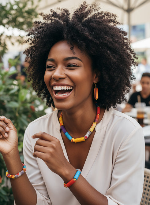 Ohemaa Kente Ankara Accessory set - Necklace, Bracelet and Earring Set