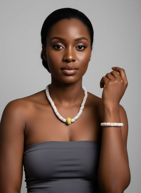 Frema Adult African bead necklace and bracelet set - Unisex