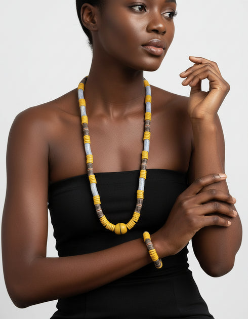 Maku Traditional African bead necklace and bracelet set