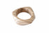 Wooden ring with a stone center on a marble surface