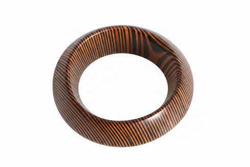 Brown and orange striped ring on a white background