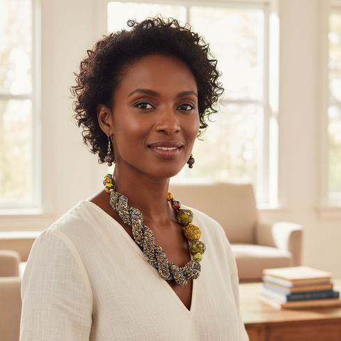 AKILIA Swirled Seed Bead Necklace and Large Bead Accent Set – Handmade