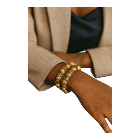 AMANI Elegant Gold-Tone Handmade Glass Bead Hand Bracelet