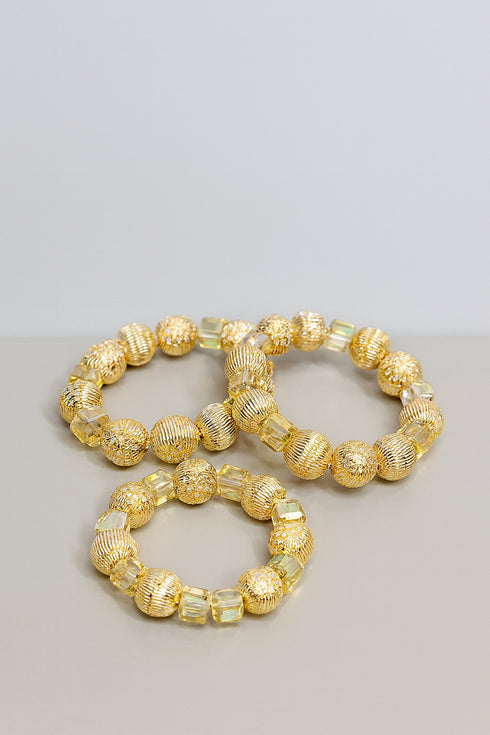 AMANI Elegant Gold-Tone Handmade Glass Bead Hand Bracelet
