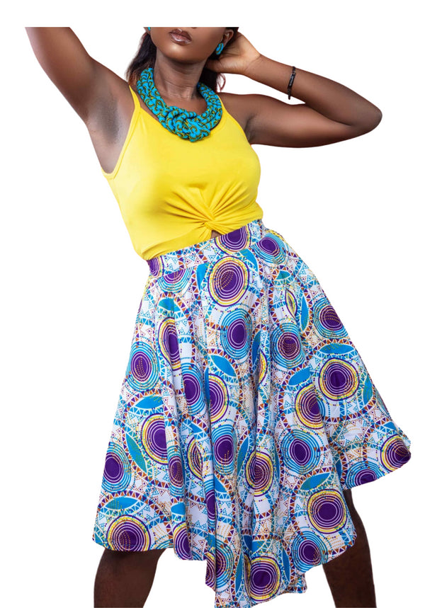AMANI Flare Handkerchief Hem Ankara Skirt