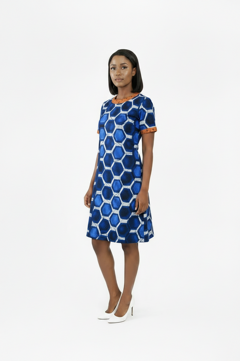 ARIELLE Ankara Print Women Short Sleeve Shift Dress, African Print Mini Dress, Casual Ankara Dress for Women in Different Prints