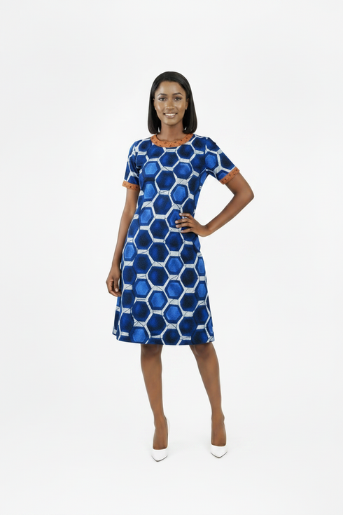 ARIELLE Ankara Print Women Short Sleeve Shift Dress, African Print Mini Dress, Casual Ankara Dress for Women in Different Prints