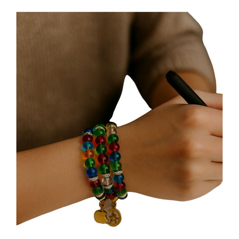 AURI Radiant Multicolor Handmade Glass Bead Hand Bracelet