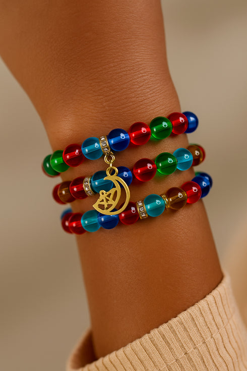 AURI Radiant Multicolor Handmade Glass Bead Hand Bracelet