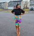 AYANA Fitted Ankara Skirt with Side Slit & Organdy Bow
