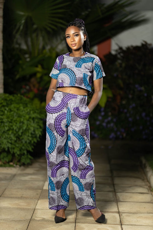 Abeni Women's Ankara/African Print Pant and Top Two-Piece Set