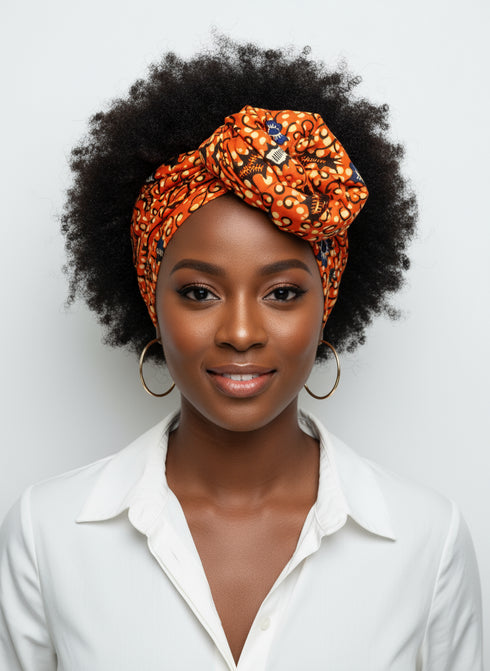 Adepa tie-on Ankara Headwrap/ Headpiece scarf - one-yard duku