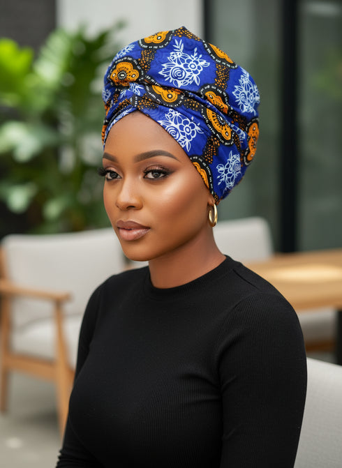 Adepa tie-on Ankara Headwrap/ Headpiece scarf - one-yard duku