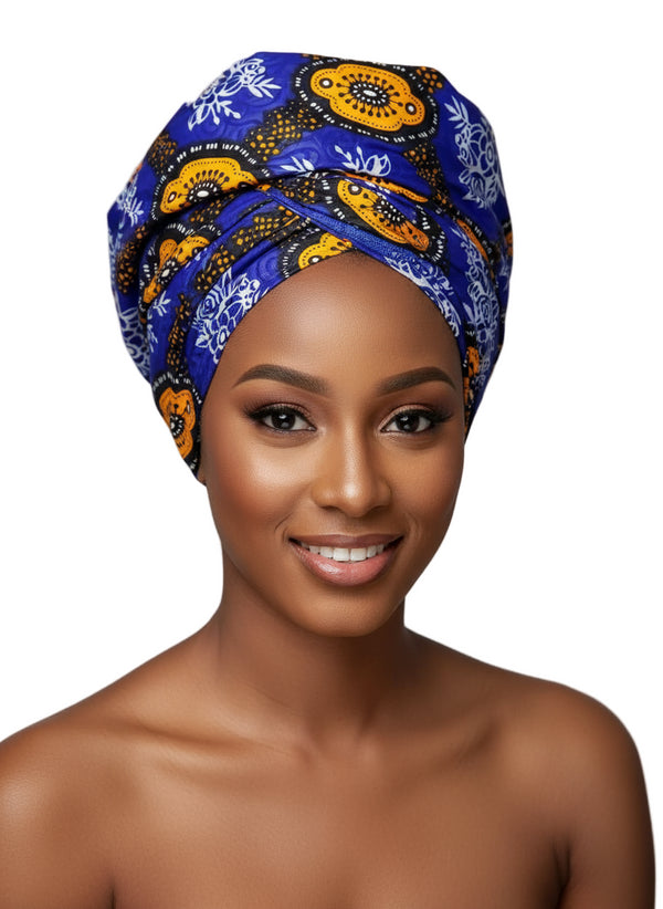 Adepa tie-on Ankara Headwrap/ Headpiece scarf - one-yard duku