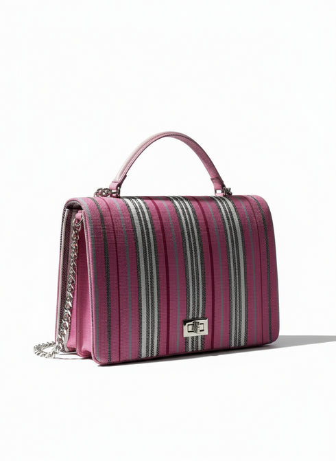 AfriModa Executive Carryall Top Handle with Chain Ankara/African Print / Aso-Oke/Fugu Kente / Leather Clutch / Handbag for Women